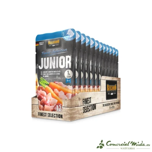 BELCANDO Junior Poulet Carottes Nourriture Humide pour Chien Pack 12x125gr