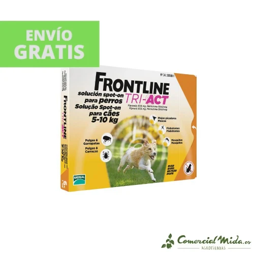 Pipettes antiparasitaires FRONTLINE TRI-ACT S pour chiens de 5 à 10 kg - 6 pipettes