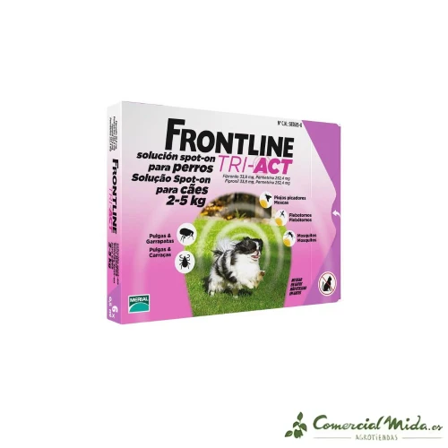 Pipettes antiparasitaires FRONTLINE TRI-ACT XS pour chiens de 2 à 5 kg