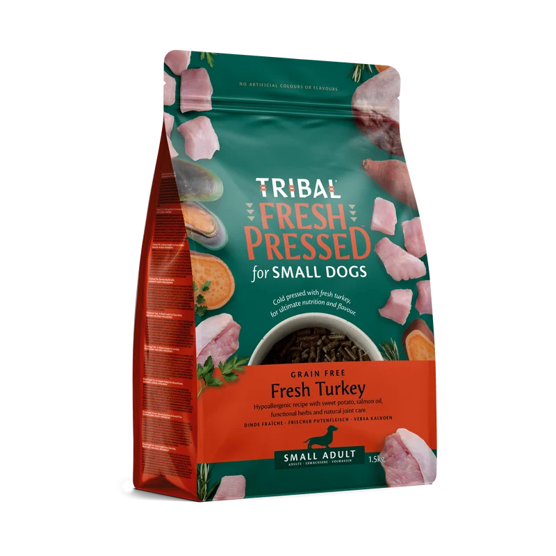 TRIBAL Croquettes Pressées à Froid pour Chien Adulte Petite Race à la Dinde