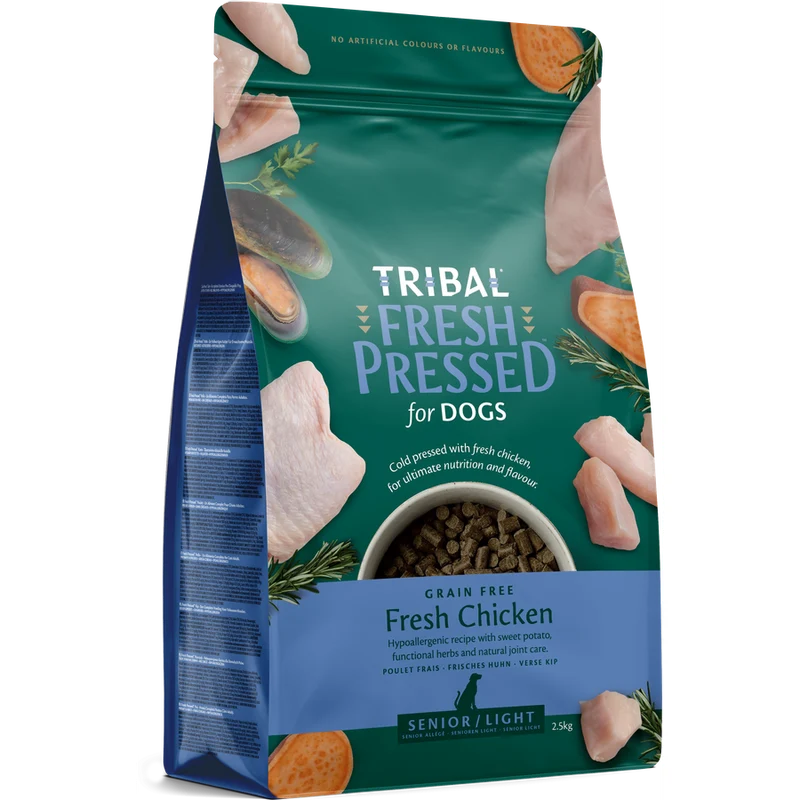 TRIBAL Croquettes Pressées à Froid pour Chien Senior/Allégé au Poulet