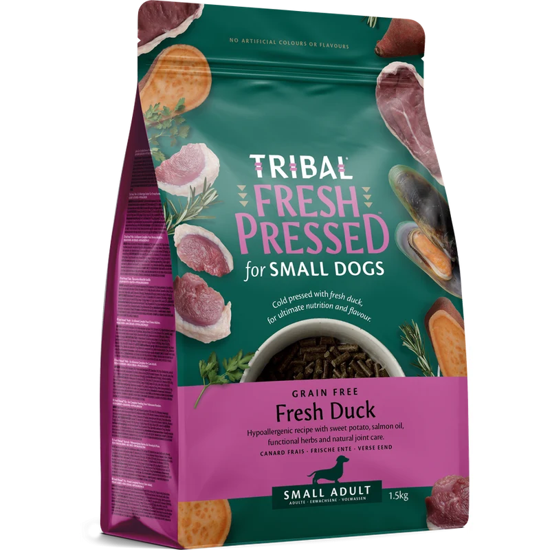 TRIBAL Croquettes Pressées à Froid pour Chien Adulte Petite Race au Canard