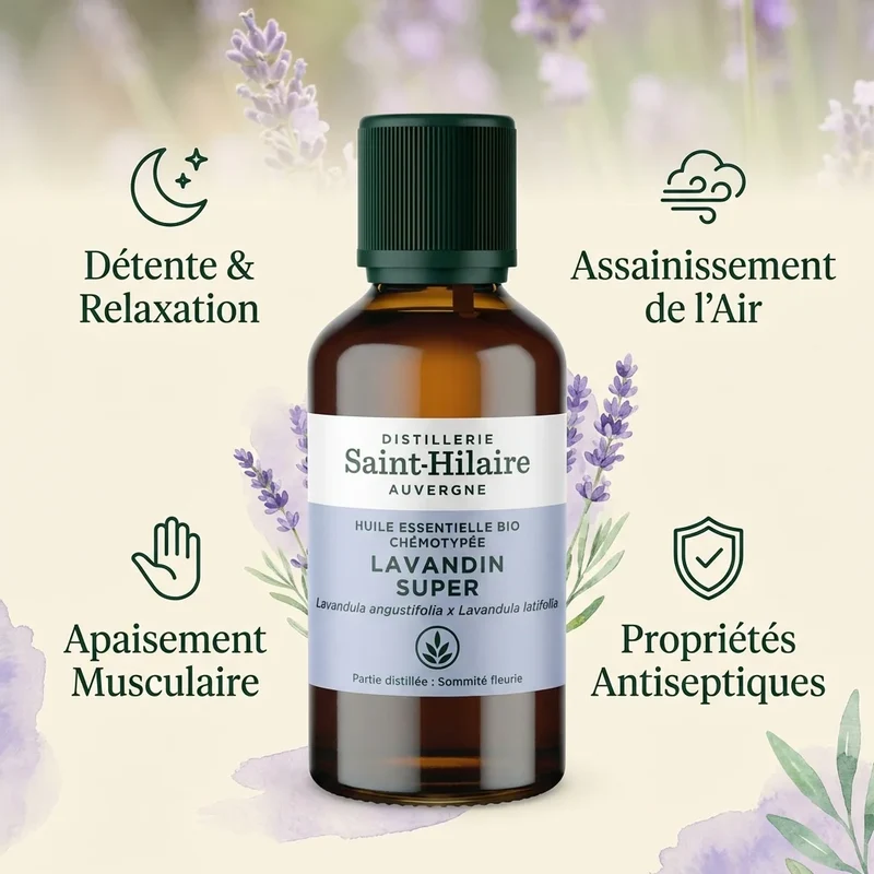 Huile Essentielle de Lavandin Super Bio - Saint-Hilaire - 50 ml