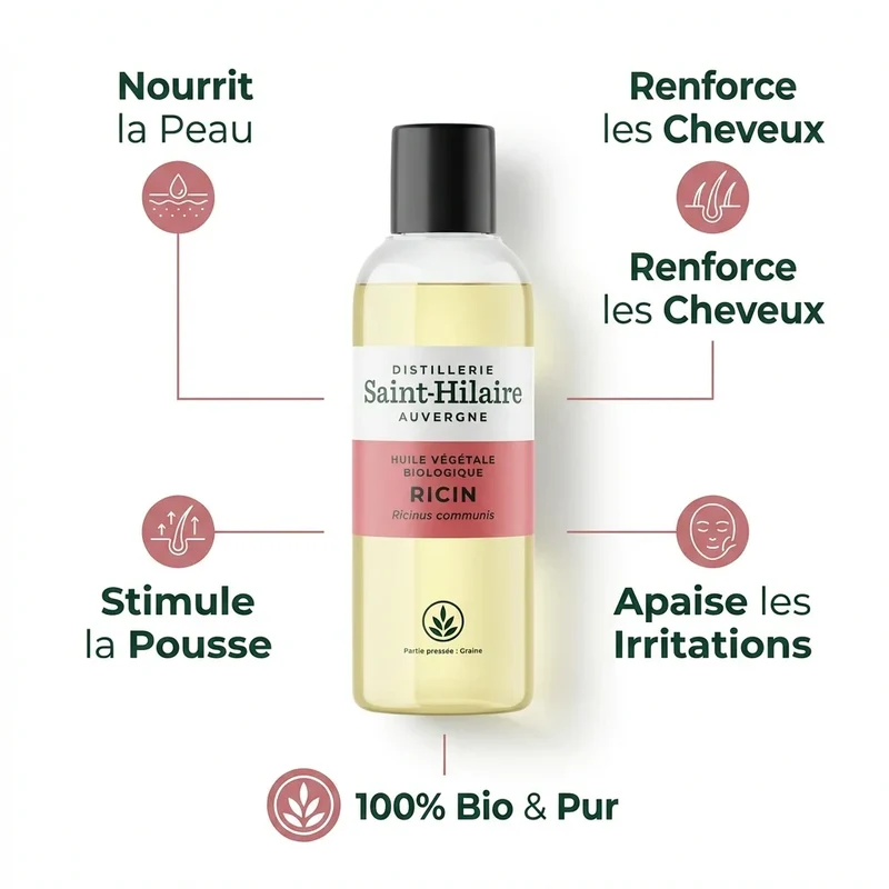 Huile Végétale de Ricin Bio - Saint-Hilaire - 200ml