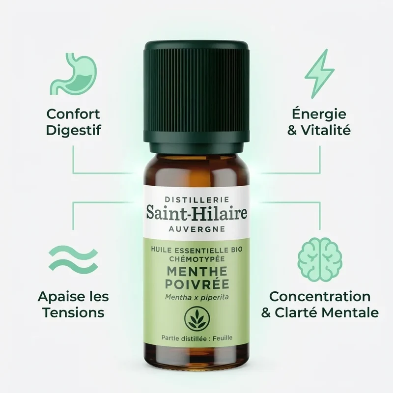 Huile Essentielle de Menthe poivrée Bio - Saint-Hilaire - 10 ml