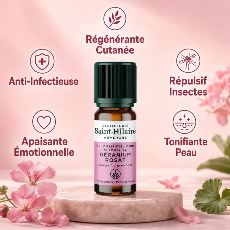 Huile Essentielle de Géranium Rosat Bio - Saint Hilaire - 10 ml