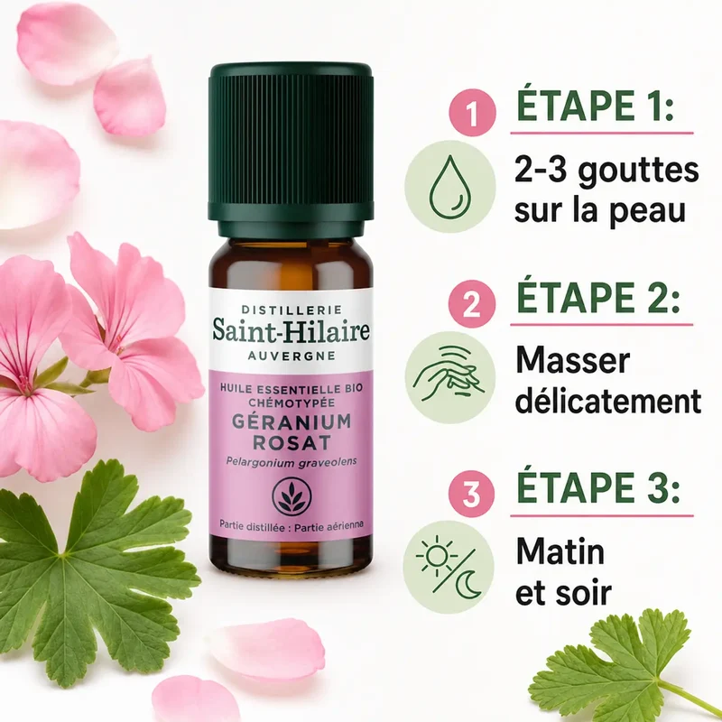 Huile Essentielle de Géranium Rosat Bio - Saint Hilaire - 10 ml