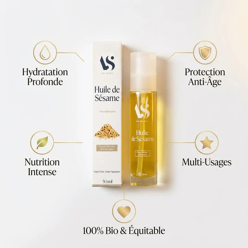 Huile de sésame - Adoucissant Nourrissant - Arc en Sels - 50ml