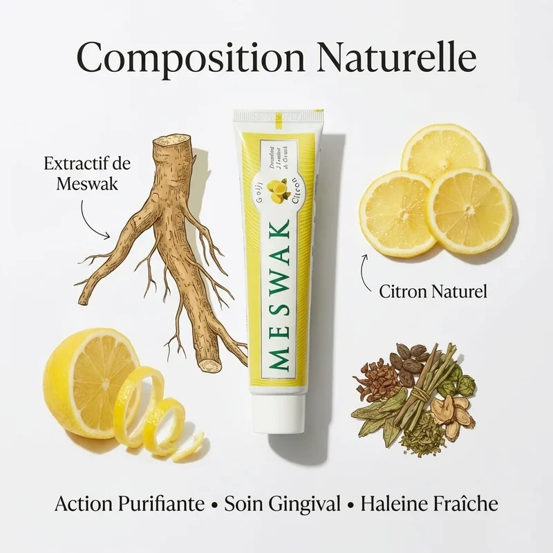 Dentifrice Meswak ayurvédique goût citron - 100g - Kerala Nature