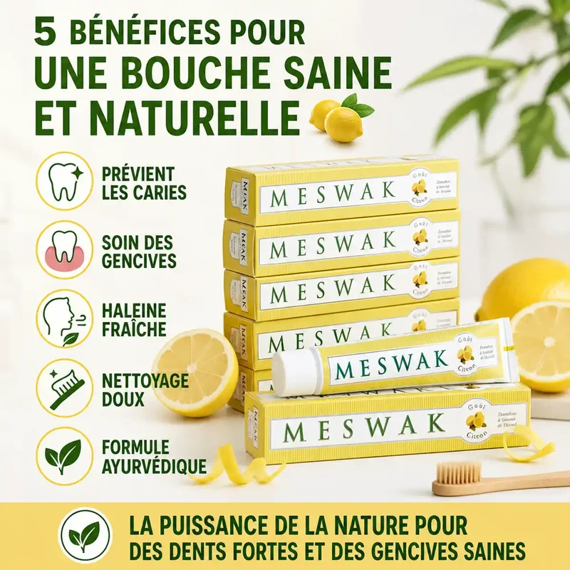 Dentifrice Meswak ayurvédique goût citron - 100g - Kerala Nature