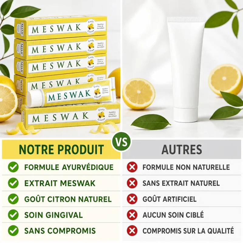 Dentifrice Meswak ayurvédique goût citron - 100g - Kerala Nature