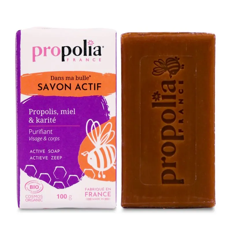 Savon Propolis, Miel & Karité (visage & corps) - 100g - Propolia