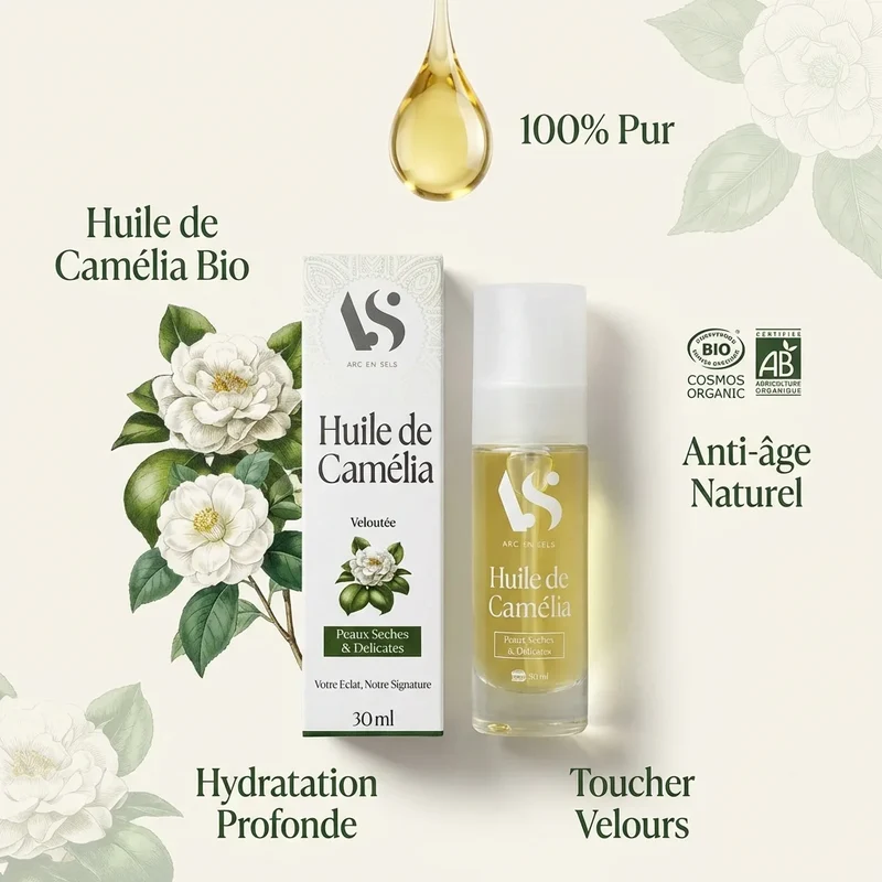 Huile de Camélia Bio - 30 ml - Arc en Sels