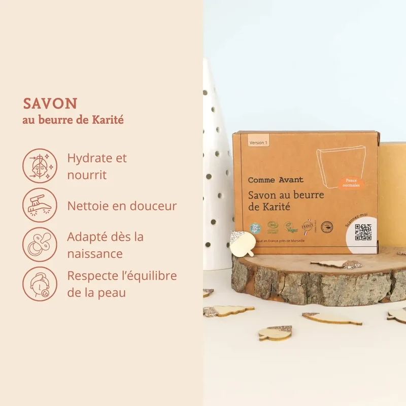 Savon pour Peaux Normales au beurre de Karité - 100 g - Comme Avant