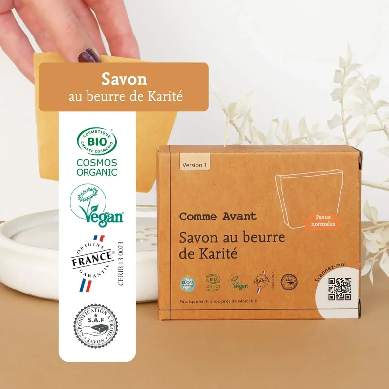 Savon pour Peaux Normales au beurre de Karité - 100 g - Comme Avant