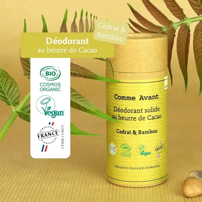 Déodorant Solide au Beurre de Cacao - Cédrat & Bambou - 60 g - Comme Avant