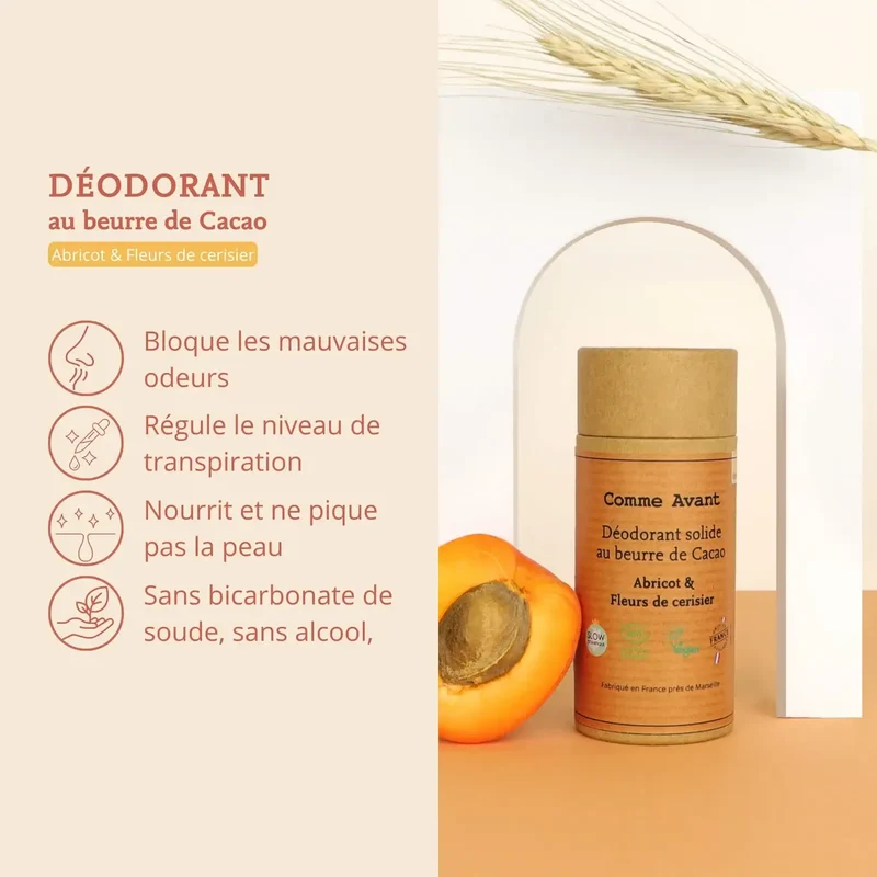Déodorant solide au beurre de cacao brut (recharges) - 2x60g - Comme Avant