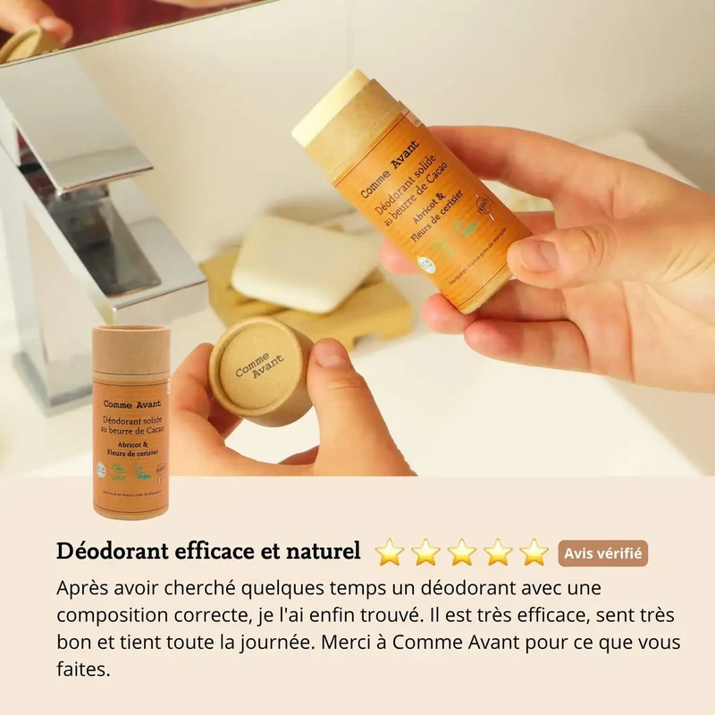 Déodorant solide au beurre de cacao brut (recharges) - 2x60g - Comme Avant