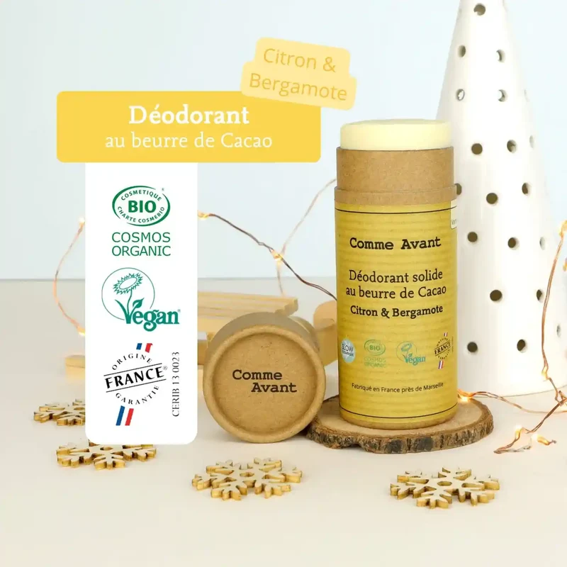 Déodorant solide au beurre de cacao citron et bergamote (recharges) - 2x60g - Comme Avant