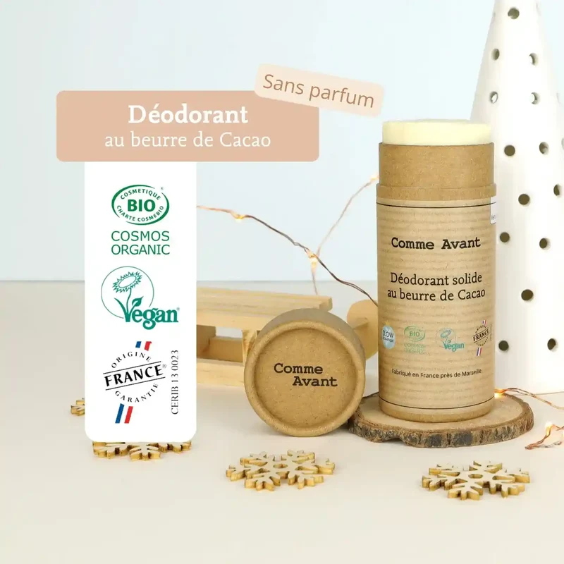 Déodorant solide au beurre de cacao brut (recharges) - 2x60g - Comme Avant