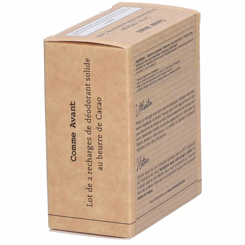Déodorant solide au beurre de cacao brut (recharges) - 2x60g - Comme Avant