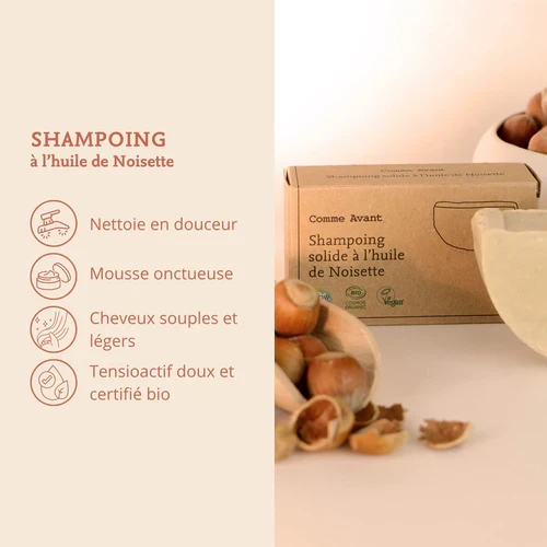Shampoing solide Cheveux normaux à l'huile de noisette - 210 g - Comme Avant