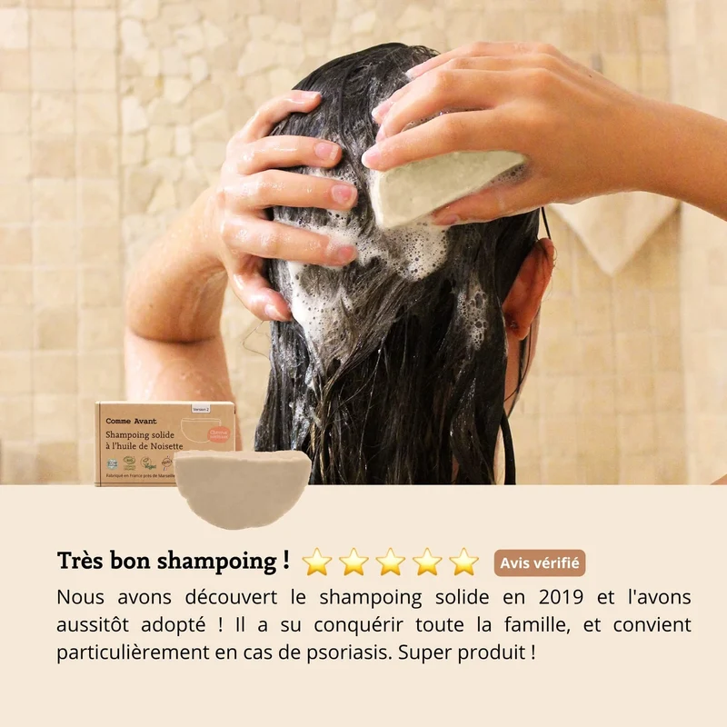 Shampoing solide Cheveux normaux à l'huile de noisette - 210 g - Comme Avant