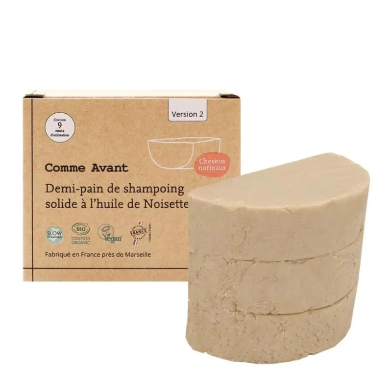Shampoing solide Cheveux normaux à l'huile de noisette - 210 g - Comme Avant