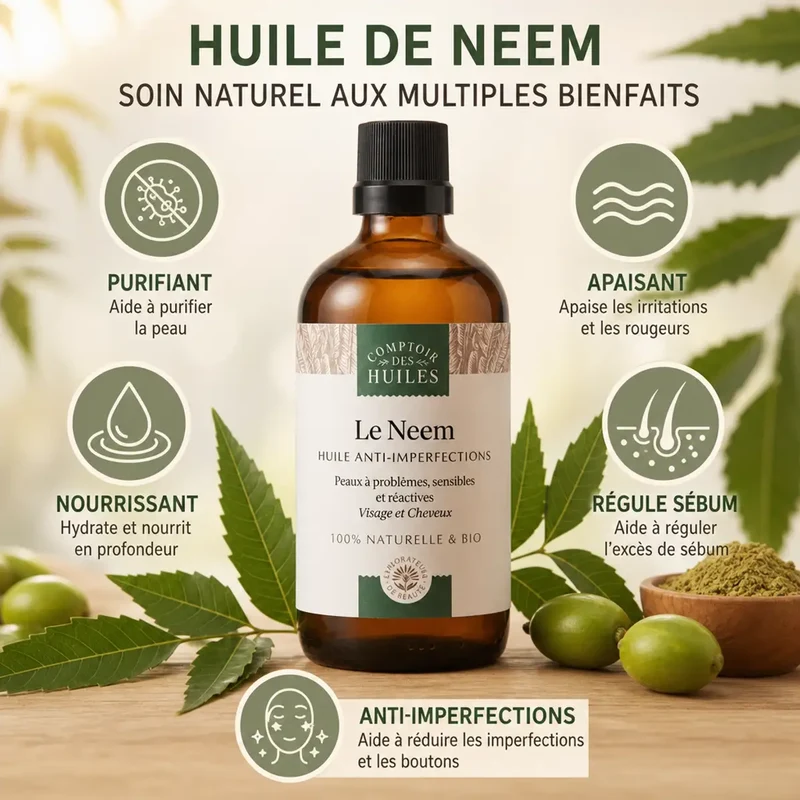 Huile de Neem Bio 100ml - anti-Imperfections - Comptoir des Huiles