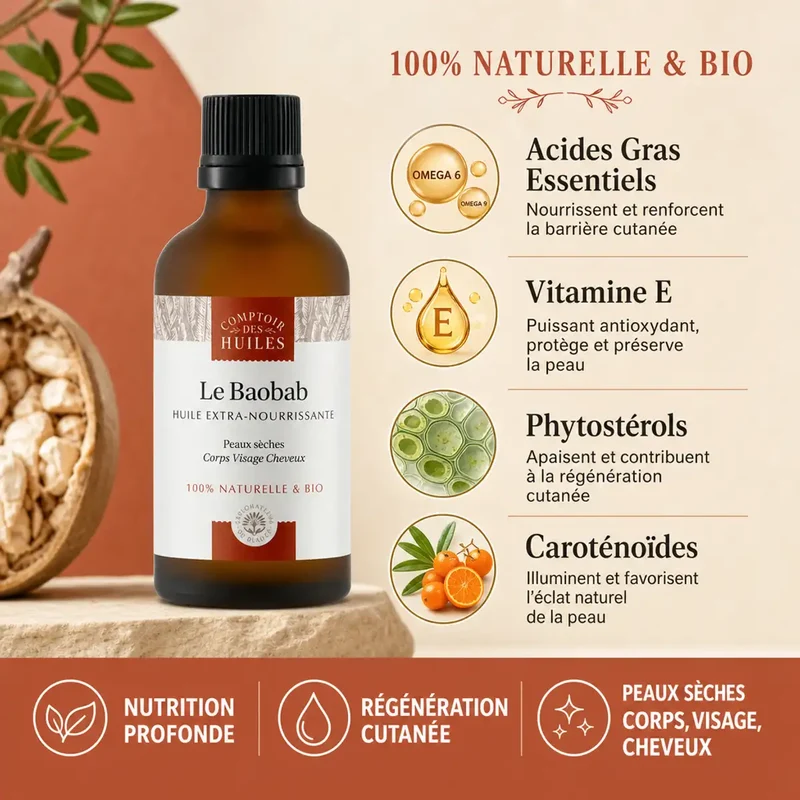Huile de Baobab bio - 50ml - Comptoir des Huiles