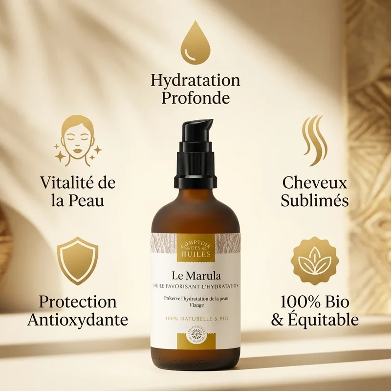 Huile de Marula Bio - Flacon pompe 100 ml - Comptoir des Huiles