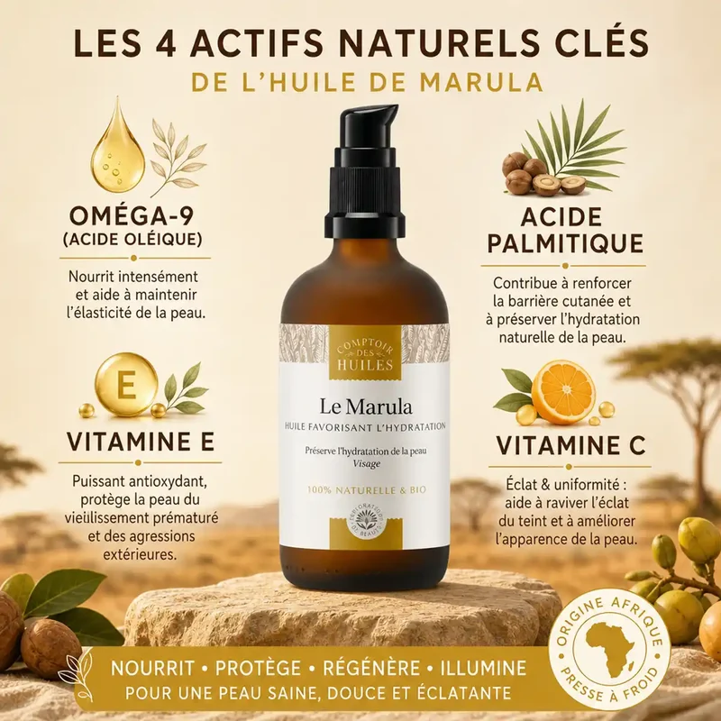 Huile de Marula Bio - Flacon pompe 100 ml - Comptoir des Huiles