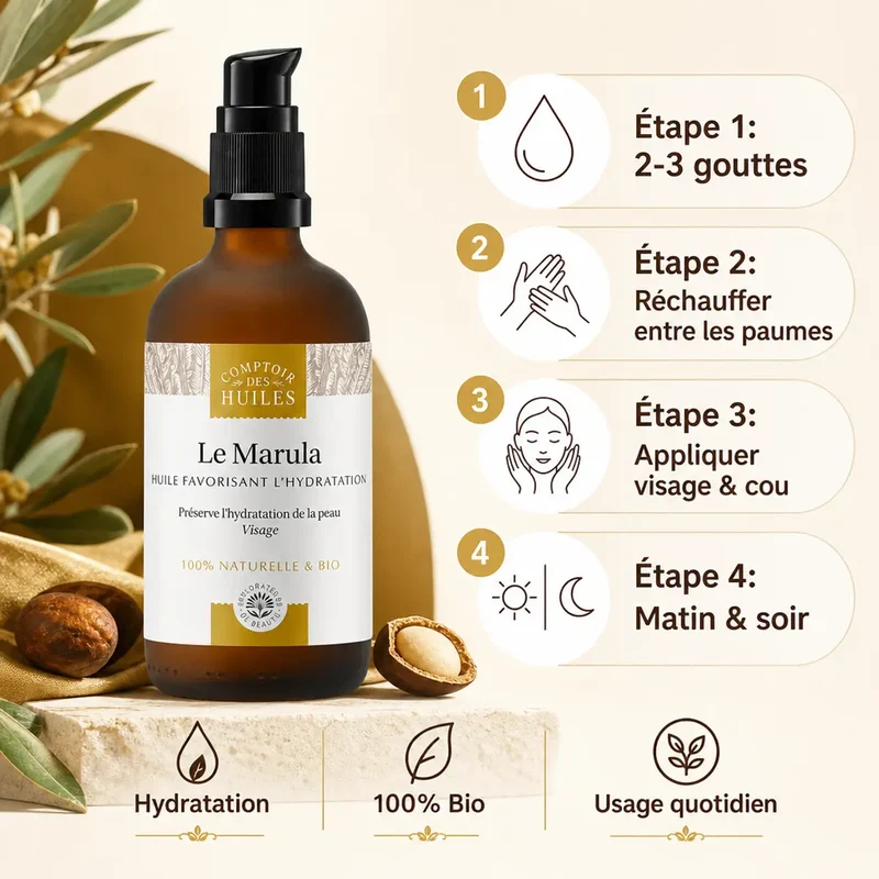 Huile de Marula Bio - Flacon pompe 100 ml - Comptoir des Huiles