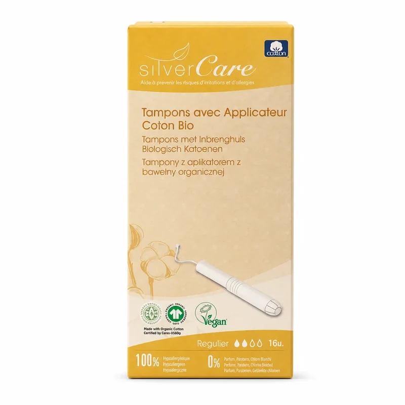 Tampons en Coton Bio avec Applicateur – Silvercare (x16)