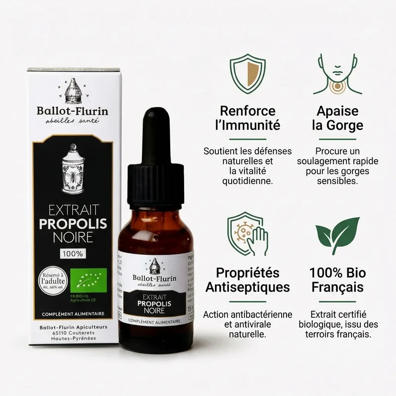 Extrait de Propolis Noire Française 100% Bio - 15 ml - Ballot-Flurin