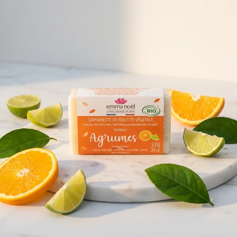 Savonnette Agrumes Bio – 100g – Emma Noël