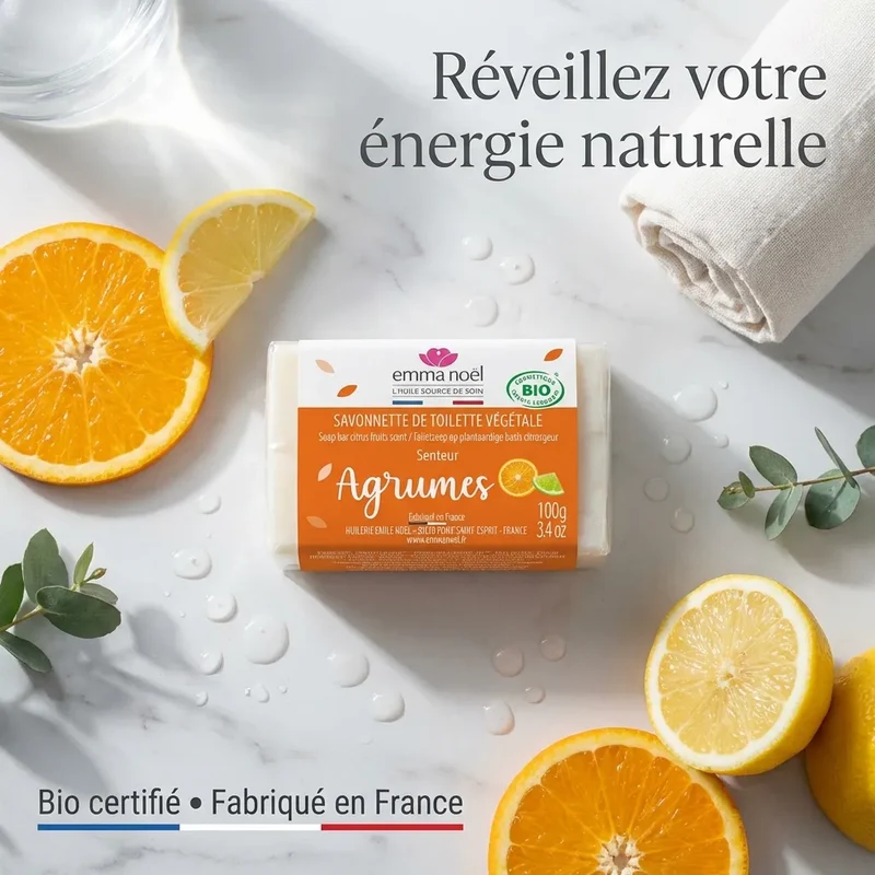 Savonnette Agrumes Bio – 100g – Emma Noël