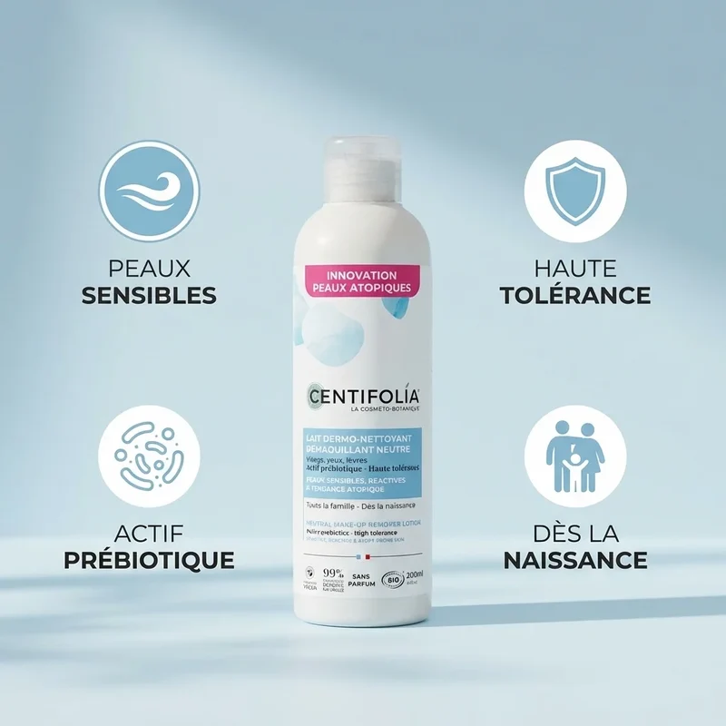 Lait Dermo-Nettoyant Démaquillant Neutre Bio - 200 ml - Centifolia