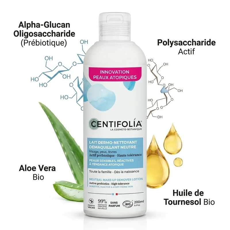 Lait Dermo-Nettoyant Démaquillant Neutre Bio - 200 ml - Centifolia