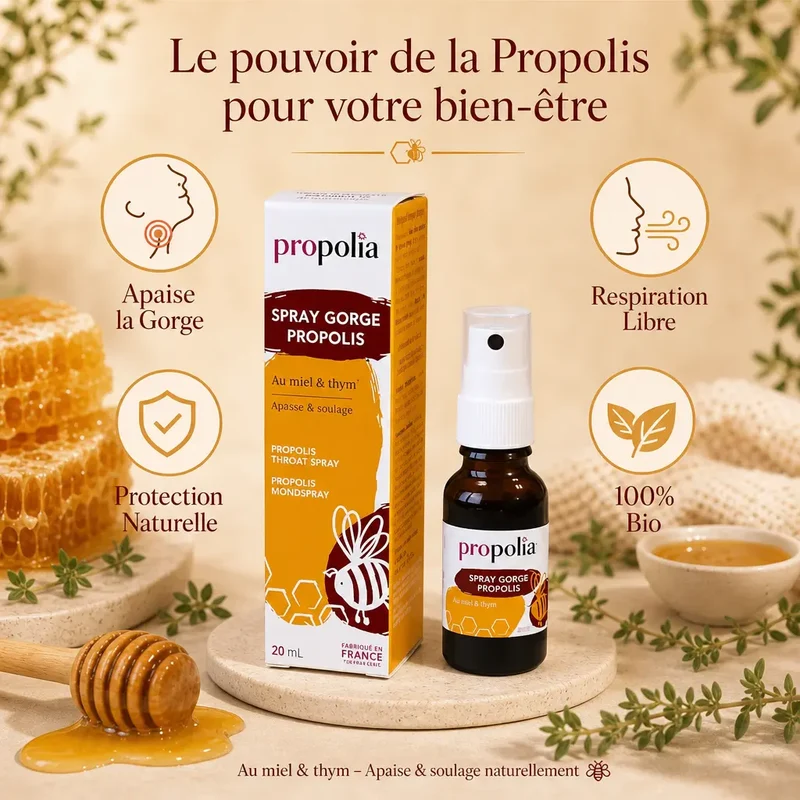 Spray gorge propolis, miel et thym Bio - 20 ml - Propolia