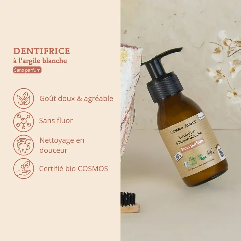 Dentifrice à l'argile blanche - Charbon & Citron - 90 ml - Comme Avant