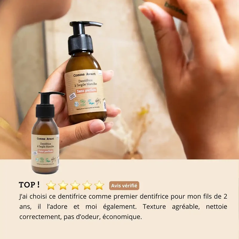 Dentifrice à l'argile blanche - Charbon & Citron - 90 ml - Comme Avant