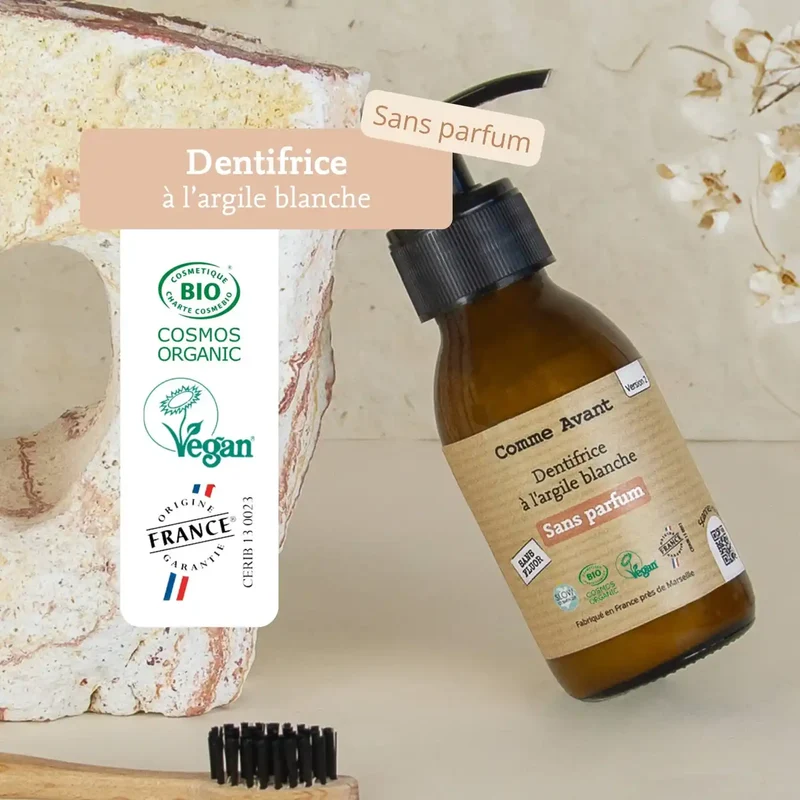 Dentifrice à l'argile blanche - Charbon & Citron - 90 ml - Comme Avant