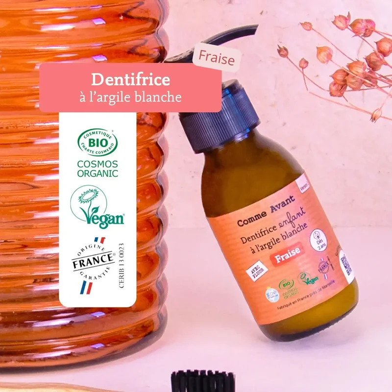 Dentifrice enfant à l'argile blanche - Goût Fraise - 90 ml - Comme Avant