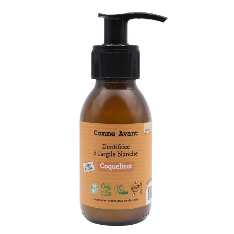 Dentifrice à l'argile blanche - Coquelicot - 90 ml - Comme Avant