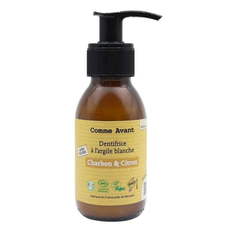Dentifrice à l'argile blanche - Charbon & Citron - 90 ml - Comme Avant