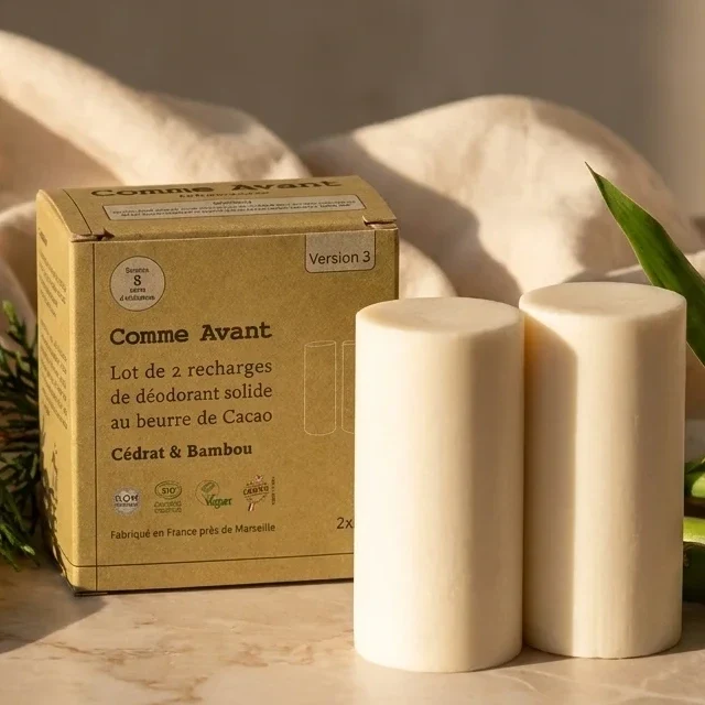 Déodorant solide cédrat & bambou (recharges) - 2 x 60g - Comme Avant