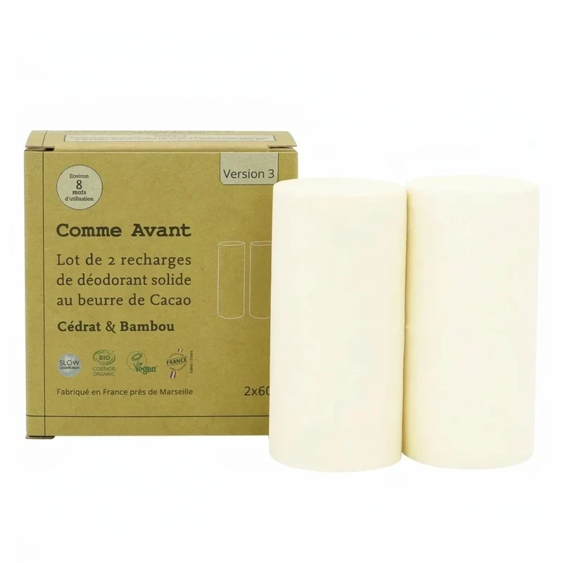 Déodorant solide cédrat & bambou (recharges) - 2 x 60g - Comme Avant