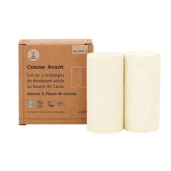 Déodorant solide abricot & fleurs de cerisier (recharges) - 2x60g - Comme Avant