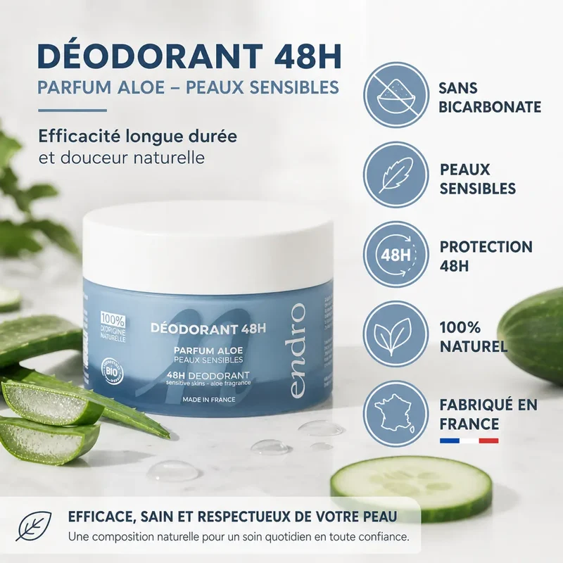Déodorant Solide Aloe Vera - Peaux Sensibles - Endro